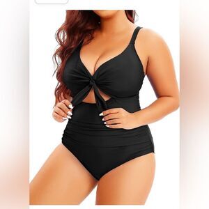 Aqua Eve Plus Size One Piece Swimsuit Women’s Tummy Control Cutout Swim 18W NEW